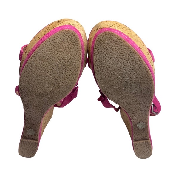 Vintage: Pierre Cardin ♚ Suede Floral Embellish Platform Wedge Sandals ♚ Magenta - Picture 14 of 16